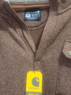 Carhartt Brown Heathered Lightweight Quarter Zip Shirt Jacket New With Tag